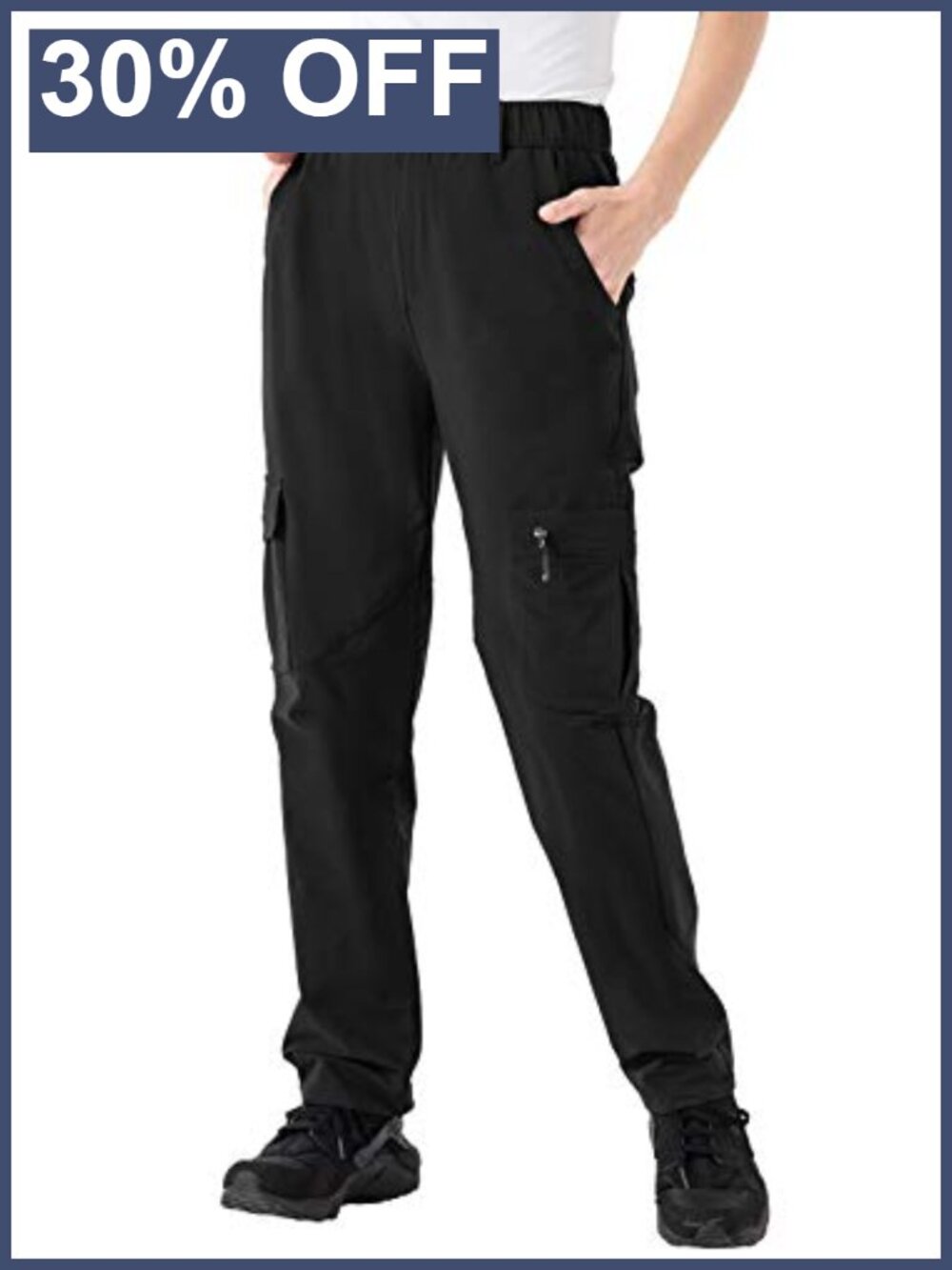 Water-Resistant Quick Dry Cargo Pants UPF 50+ Hiking Travel Camping Zip Pockets